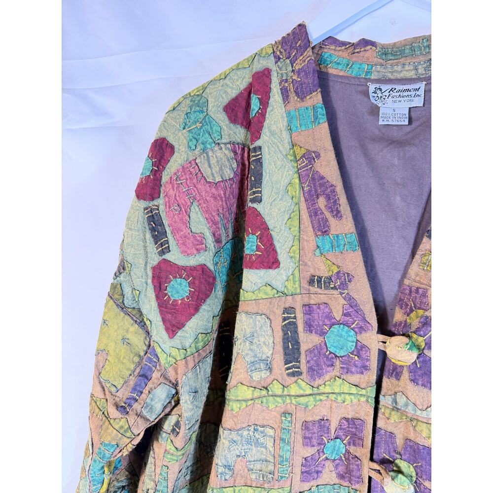 Vintage Patchwork Embroidered Long Coat Bohemian … - image 3